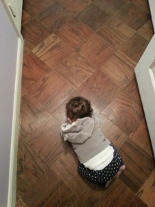 Roya was so weak that she fell asleep in the hallway in mid crawl!